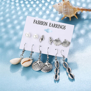 2019 New Sea Shell Earrings For Women Gold Color Round Geometric Drop Pearl Shell Earrings Summer Beach Ladies Fashion Jewelry