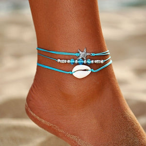 Starfish Pendant Anklets 2019 For Women New Stone Beads Shell Anklet Bohemian Bracelets On Leg BOHO Ocean Jewelry Drop Shipping