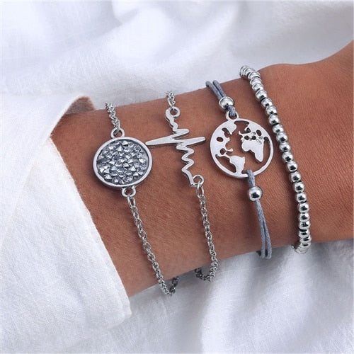 IPARAM Bohemian Shell Map Turtle Bracelet Set 2019 Retro Geometric Statement Female Glamour Fashion Jewelry Jewelry Gift