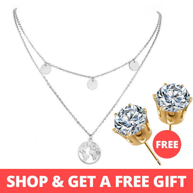 Buy 1 Get 1 Gift Gold Sliver Multi layer Necklace For Women Shell Choker Necklaces & Pendants 2019 Female Ocean Fashion Jewelry