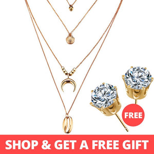 Buy 1 Get 1 Gift Gold Sliver Multi layer Necklace For Women Shell Choker Necklaces & Pendants 2019 Female Ocean Fashion Jewelry