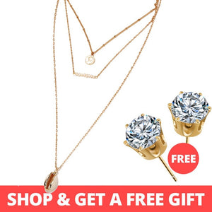 Buy 1 Get 1 Gift Gold Sliver Multi layer Necklace For Women Shell Choker Necklaces & Pendants 2019 Female Ocean Fashion Jewelry