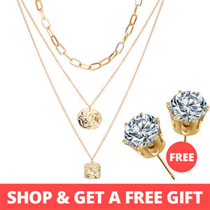 Buy 1 Get 1 Gift Gold Sliver Multi layer Necklace For Women Shell Choker Necklaces & Pendants 2019 Female Ocean Fashion Jewelry