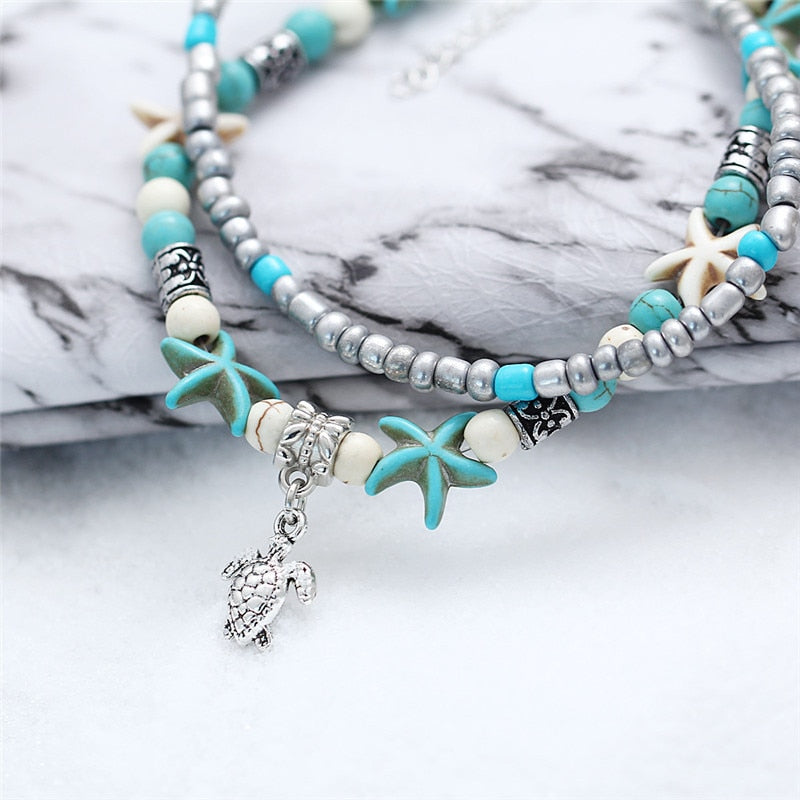 Bohemia Sea Turtle Starfish Charms Beach Anklet Shell For Women Boho Style leg Bracelet anklets for women