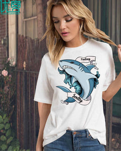 Feeling Salty Funny Shark T-Shirt 2019 Summer Men's Short Sleeve T-Shirt