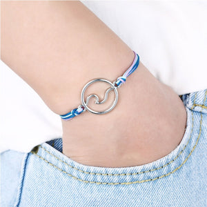 Ocean Waves Beach Nautical Surfing Adjustable Bracelets Antique Silver Sea Turtle Charms Women Men Boys Girls Unisex Jewelry