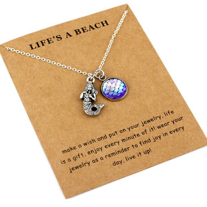 Life is a Beach Jewelry Seahorse Sand Dollar Octopus Starfish Seashells Whale Wave Mermaids Sea Turtles Necklaces for Women