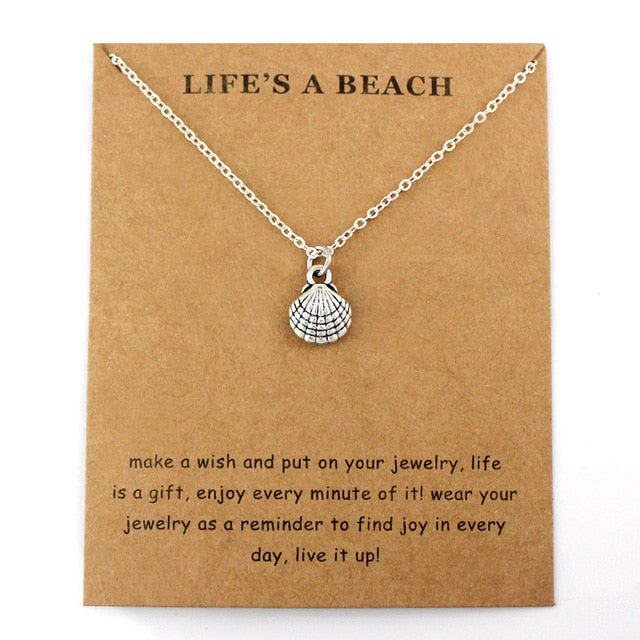 Life is a Beach Jewelry Seahorse Sand Dollar Octopus Starfish Seashells Whale Wave Mermaids Sea Turtles Necklaces for Women