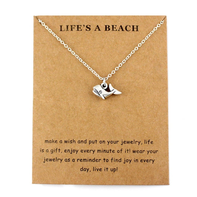 Life is a Beach Jewelry Seahorse Sand Dollar Octopus Starfish Seashells Whale Wave Mermaids Sea Turtles Necklaces for Women