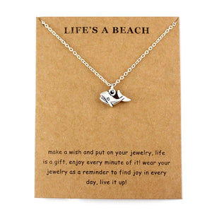 Life is a Beach Jewelry Seahorse Sand Dollar Octopus Starfish Seashells Whale Wave Mermaids Sea Turtles Necklaces for Women