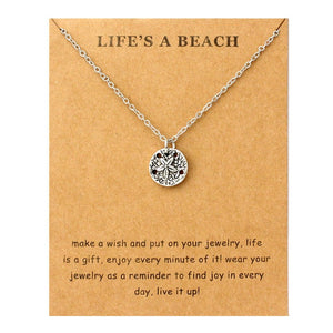 Life is a Beach Jewelry Seahorse Sand Dollar Octopus Starfish Seashells Whale Wave Mermaids Sea Turtles Necklaces for Women