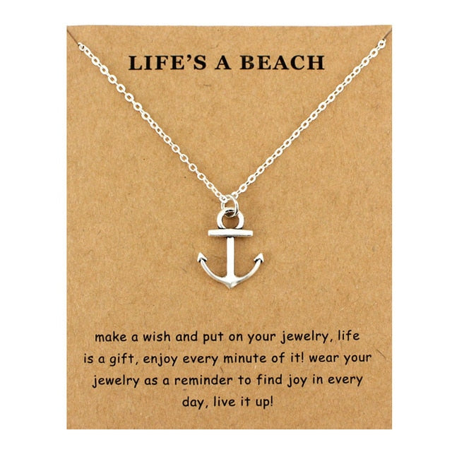 Life is a Beach Jewelry Seahorse Sand Dollar Octopus Starfish Seashells Whale Wave Mermaids Sea Turtles Necklaces for Women