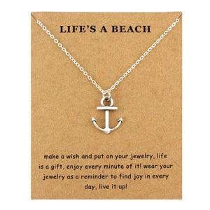 Life is a Beach Jewelry Seahorse Sand Dollar Octopus Starfish Seashells Whale Wave Mermaids Sea Turtles Necklaces for Women