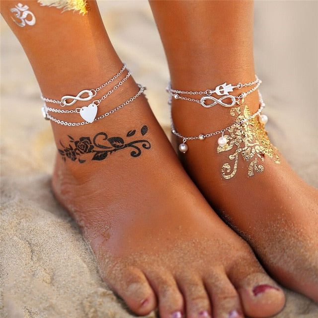 Starfish Pendant Anklets 2019 For Women New Stone Beads Shell Anklet Bohemian Bracelets On Leg BOHO Ocean Jewelry Drop Shipping