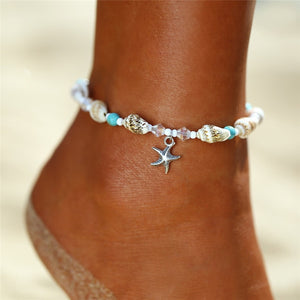 Starfish Pendant Anklets 2019 For Women New Stone Beads Shell Anklet Bohemian Bracelets On Leg BOHO Ocean Jewelry Drop Shipping