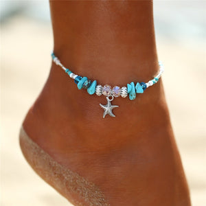 Starfish Pendant Anklets 2019 For Women New Stone Beads Shell Anklet Bohemian Bracelets On Leg BOHO Ocean Jewelry Drop Shipping