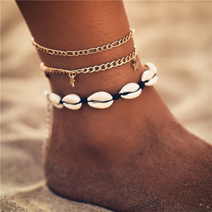 Starfish Pendant Anklets 2019 For Women New Stone Beads Shell Anklet Bohemian Bracelets On Leg BOHO Ocean Jewelry Drop Shipping