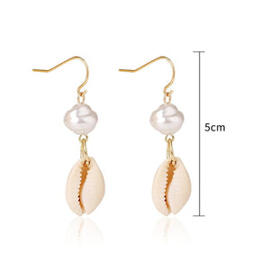 Sea Simple Holiday Women Round Beach Drop Earrings Bohemian Shell Jewelry Elegant Fashion 1Pair Summer