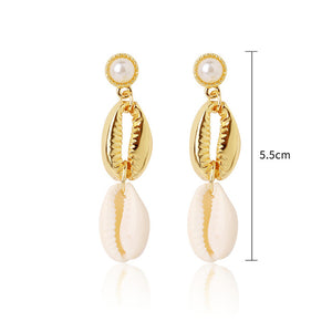 Sea Simple Holiday Women Round Beach Drop Earrings Bohemian Shell Jewelry Elegant Fashion 1Pair Summer