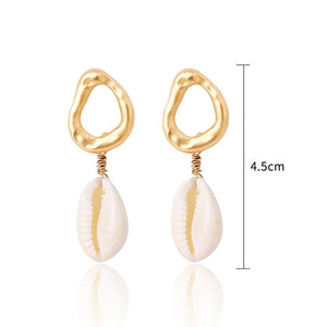 Sea Simple Holiday Women Round Beach Drop Earrings Bohemian Shell Jewelry Elegant Fashion 1Pair Summer