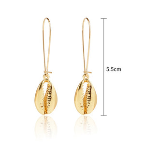 Sea Simple Holiday Women Round Beach Drop Earrings Bohemian Shell Jewelry Elegant Fashion 1Pair Summer