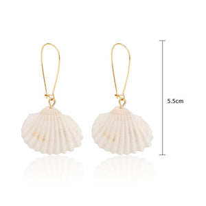 Sea Simple Holiday Women Round Beach Drop Earrings Bohemian Shell Jewelry Elegant Fashion 1Pair Summer