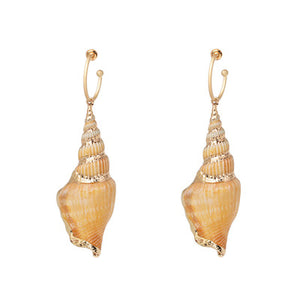 FASHIONSNOOPS New Sea Shell Pendant Earrings Gold Statement Earrings For Women Weddings Party Irregular Geometric Jewelry Gift