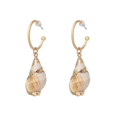 FASHIONSNOOPS New Sea Shell Pendant Earrings Gold Statement Earrings For Women Weddings Party Irregular Geometric Jewelry Gift