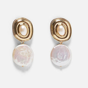 FASHIONSNOOPS New Sea Shell Pendant Earrings Gold Statement Earrings For Women Weddings Party Irregular Geometric Jewelry Gift