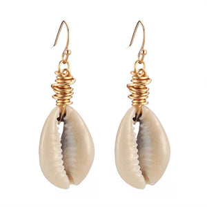 ZA 2019 New Hot Natural Sea Shell Drop Dangle Earring for Women Trendy Metal Maxi Geometric Statement Beach Party Jewelry