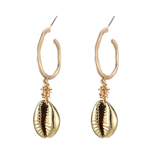 ZA 2019 New Hot Natural Sea Shell Drop Dangle Earring for Women Trendy Metal Maxi Geometric Statement Beach Party Jewelry