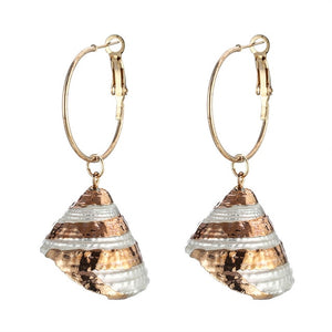 ZA 2019 New Hot Natural Sea Shell Drop Dangle Earring for Women Trendy Metal Maxi Geometric Statement Beach Party Jewelry