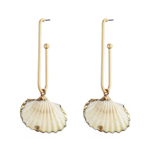 ZA 2019 New Hot Natural Sea Shell Drop Dangle Earring for Women Trendy Metal Maxi Geometric Statement Beach Party Jewelry