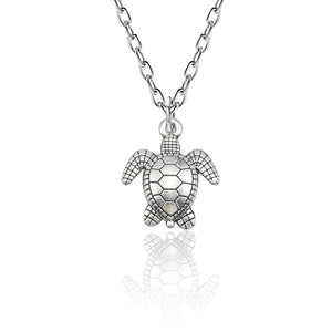 Punk Sea Turtle Necklace Silver Metal Tortoise Necklaces Long Chain Charm Pendants For Women And Men Halloween Christmas Gifts