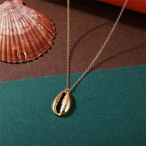 Bohemian Cowrie Conch Shell Pendant Necklace