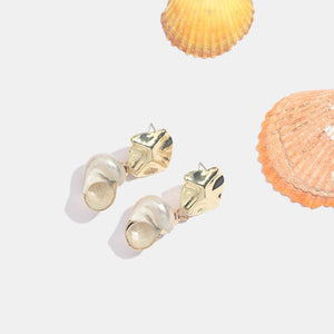 JUST FEEL ZA 2019 Sea Conch Shell Dangle Earrings Jewelry for Women Summer Special Gifts Wedding Party Conch Statement Earrings