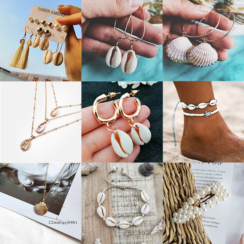 IF YOU Sea Shell Earrings For Women Gold Color Trendy Metal Shell Cowrie Statement Dangle Earrings 2019 New Summer Beach Jewelry