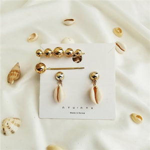 IF YOU Sea Shell Earrings For Women Gold Color Trendy Metal Shell Cowrie Statement Dangle Earrings 2019 New Summer Beach Jewelry