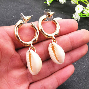 JCYMONG 13 Style Sea Shell Earrings For Women Gold Silver Color Metal Shell Cowrie Statement Earrings 2019 Summer Beach Jewelry