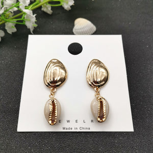 JCYMONG 13 Style Sea Shell Earrings For Women Gold Silver Color Metal Shell Cowrie Statement Earrings 2019 Summer Beach Jewelry