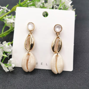 JCYMONG 13 Style Sea Shell Earrings For Women Gold Silver Color Metal Shell Cowrie Statement Earrings 2019 Summer Beach Jewelry