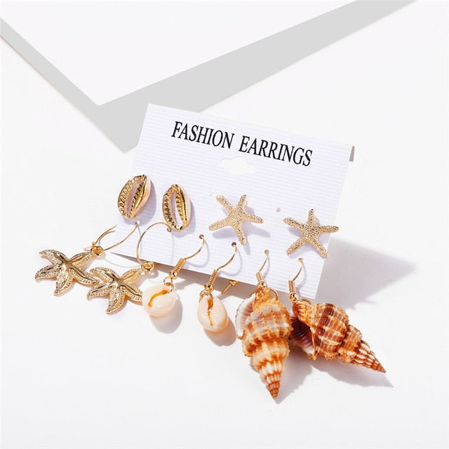 IF YOU Sea Shell Earrings For Women Gold Color Trendy Metal Shell Cowrie Statement Dangle Earrings 2019 New Summer Beach Jewelry