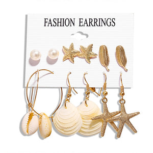 IF YOU Sea Shell Earrings For Women Gold Color Trendy Metal Shell Cowrie Statement Dangle Earrings 2019 New Summer Beach Jewelry