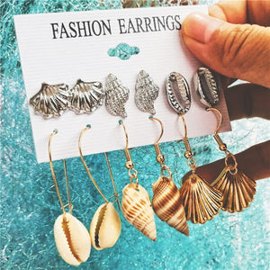 IF YOU Sea Shell Earrings For Women Gold Color Trendy Metal Shell Cowrie Statement Dangle Earrings 2019 New Summer Beach Jewelry